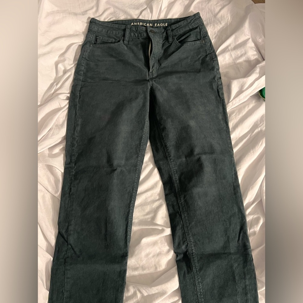 Can’t really see the color the best here but they are green corduroy jeans